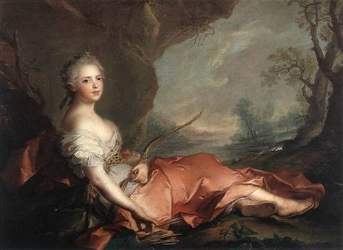 Marie Adelaide of France as Diana ca. 1745 	 by Jean-Marc Nattier 1685-1766		 Galleria degli Uffizi Firenze